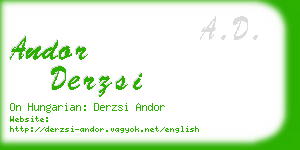 andor derzsi business card